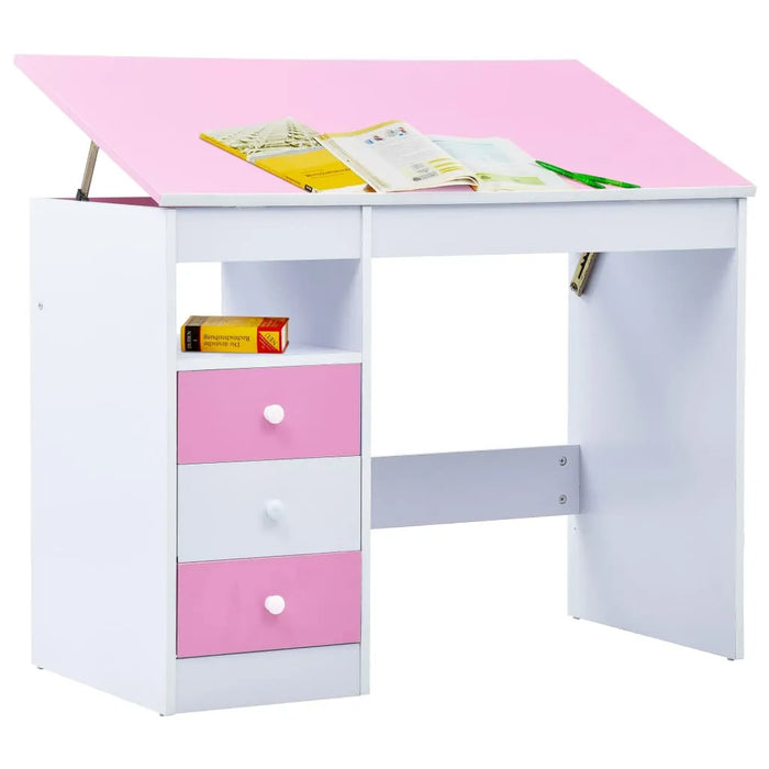 Children Tiltable Drawing Desk in Pink and White - Little and Giant Explorers vidaXL