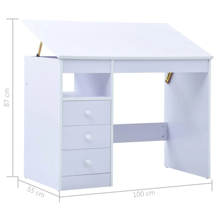 Children Tiltable Drawing Study Desk in White - Little and Giant Explorers vidaXL