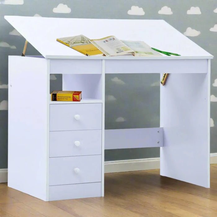 Children Tiltable Drawing Study Desk in White - Little and Giant Explorers vidaXL