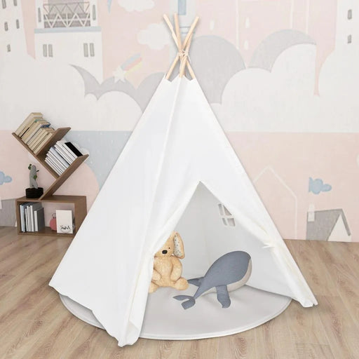 Children Teepee Tent with Bag in Peach Skin White - Little and Giant Explorers vidaXL