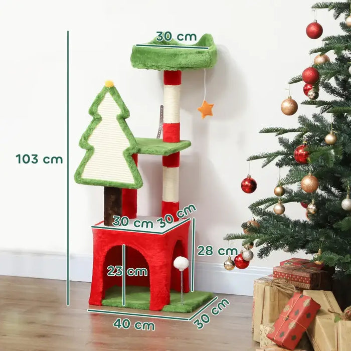 Christmas Cat Tree – Festive Multi-Level Cat Tower | Scratching Posts and Toys PAWHUT - Little and Giant Explorers PawHut