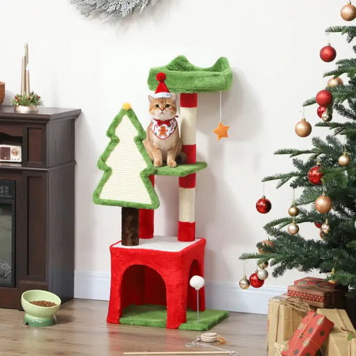 Christmas Cat Tree – Festive Multi-Level Cat Tower | Scratching Posts and Toys PAWHUT - Little and Giant Explorers PawHut