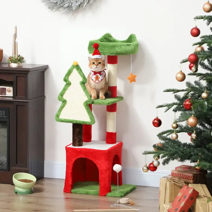 Christmas Cat Tree – Festive Multi-Level Cat Tower | Scratching Posts and Toys PAWHUT - Little and Giant Explorers PawHut
