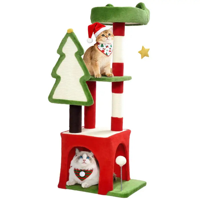 Christmas Cat Tree – Festive Multi-Level Cat Tower | Scratching Posts and Toys PAWHUT - Little and Giant Explorers PawHut