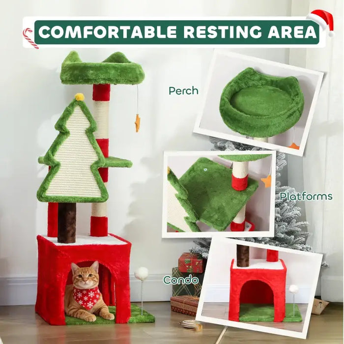 Christmas Cat Tree – Festive Multi-Level Cat Tower | Scratching Posts and Toys PAWHUT - Little and Giant Explorers PawHut