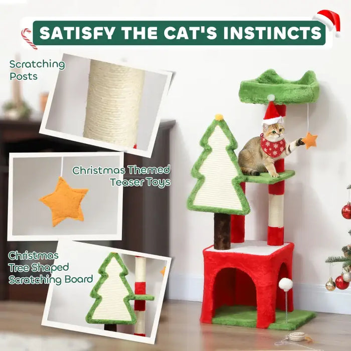 Christmas Cat Tree – Festive Multi-Level Cat Tower | Scratching Posts and Toys PAWHUT - Little and Giant Explorers PawHut