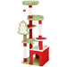 Christmas Cat Tree – Red and Green | 120cm Multi-Level Festive Cat Tower with Hanging Toys PAWHUT - Little and Giant Explorers PawHut