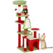 Christmas Cat Tree – Red and Green | 120cm Multi-Level Festive Cat Tower with Hanging Toys PAWHUT - Little and Giant Explorers PawHut