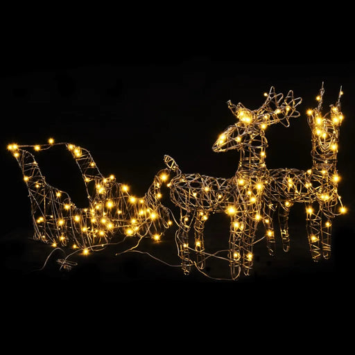 Christmas Decoration Rattan Reindeer and Sleigh 160 LEDs in Warm White - Little and Giant Explorers vidaXL