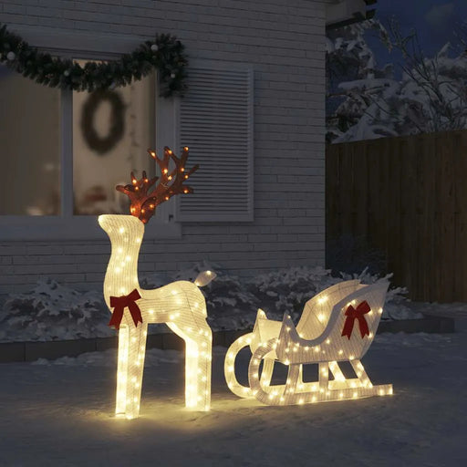 Christmas Decoration Reindeer and Sleigh with 100 LEDs in Cold White - Little and Giant Explorers vidaXL