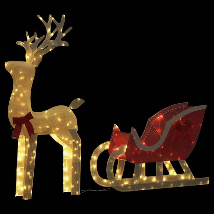 Christmas Decoration Reindeer and Sleigh with 100 LEDs in Warm White - Little and Giant Explorers vidaXL