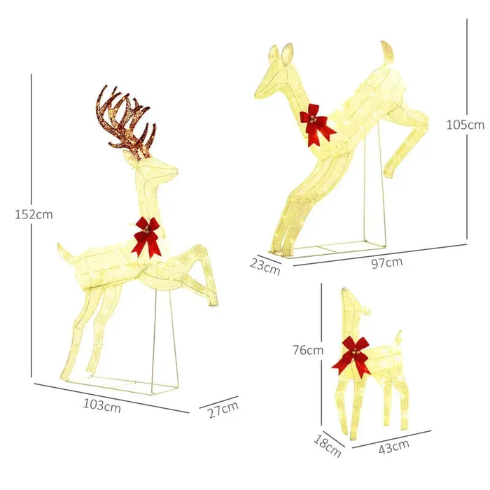 Three Piece LED Light Reindeer - Little and Giant Explorers Outsunny