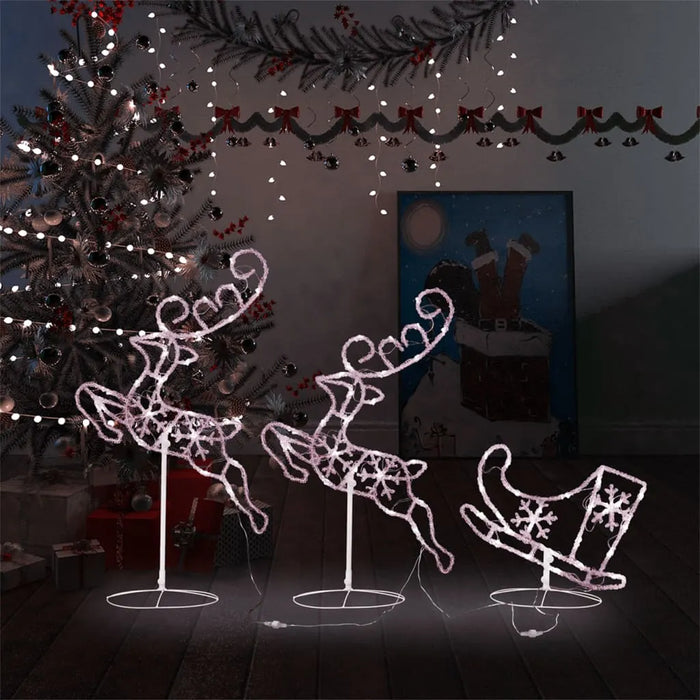 Christmas Flying Reindeer and Sleigh Decoration | Warm White 72 LED Lights VIDAXL - Little and Giant Explorers vidaXL