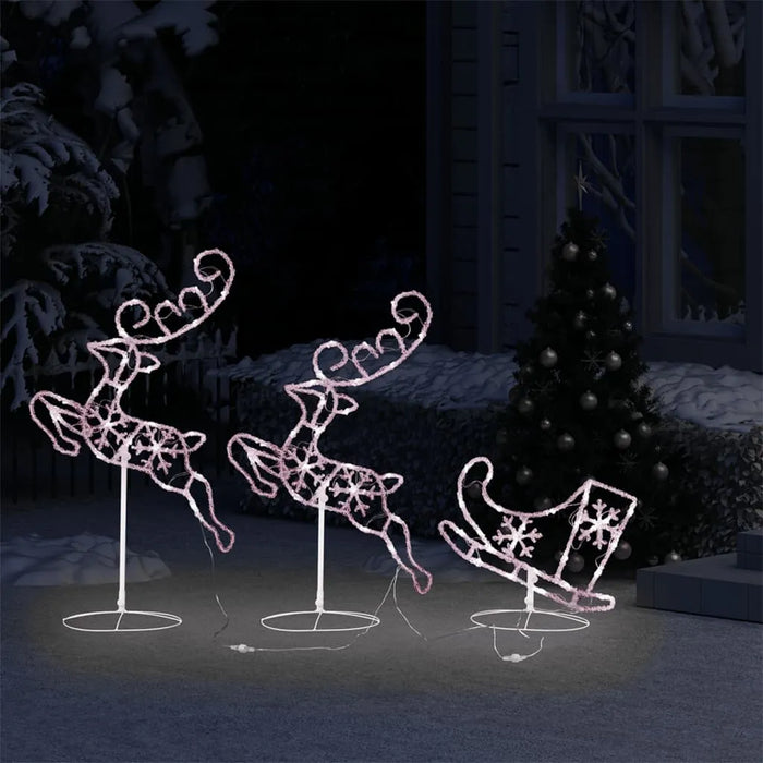 Christmas Flying Reindeer and Sleigh Decoration | Warm White 72 LED Lights VIDAXL - Little and Giant Explorers vidaXL