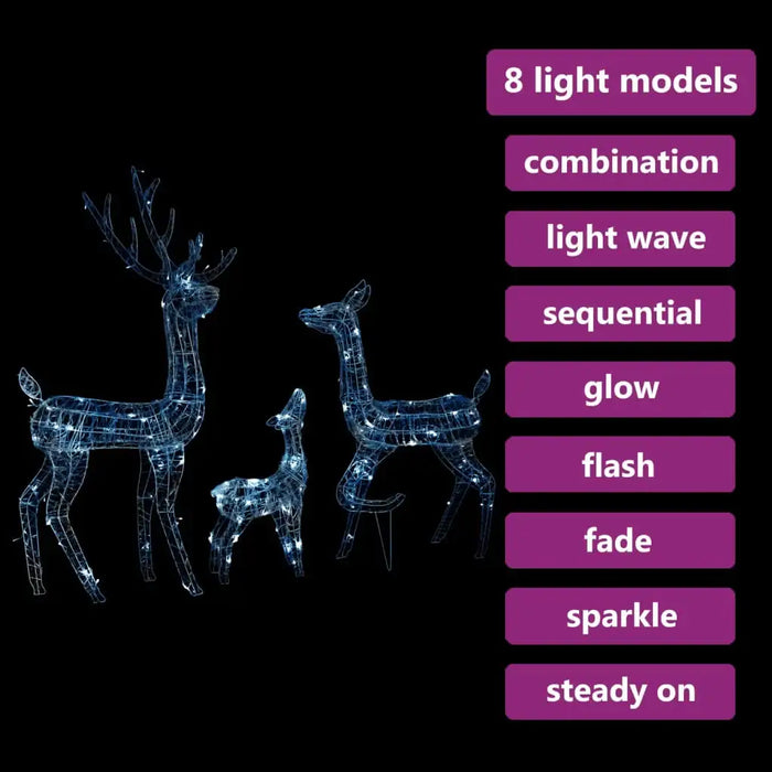 Christmas Reindeer Family Lights | 3-Piece Cold White LED Acrylic Set VIDAXL - Little and Giant Explorers vidaXL