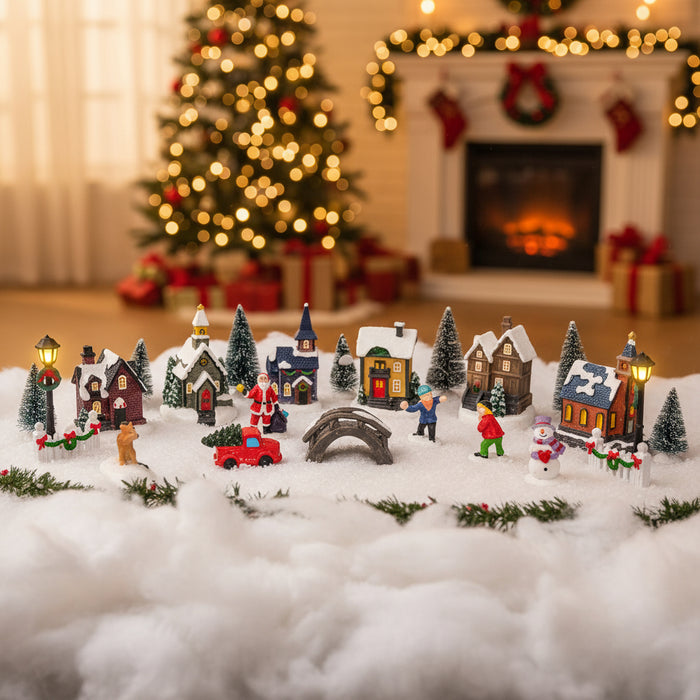 Christmas Tabletop Decoration - Resin Hand-Painted Ornament | LED String Lights VIDAXL - Little and Giant Explorers vidaXL