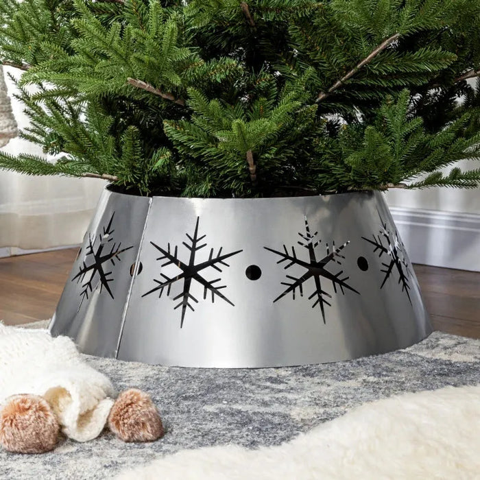 Christmas Tree Base Cover with Hollow Snowflake Patterns 68cm - Little and Giant Explorers HOMCOM