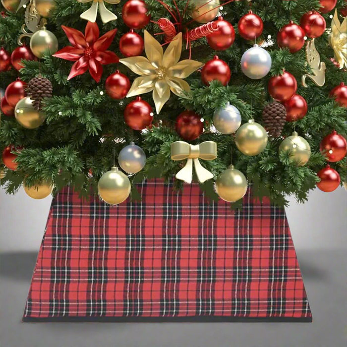 Christmas Tree Skirt in Red and Black (48 x 48 x 25cm) - Little and Giant Explorers vidaXL