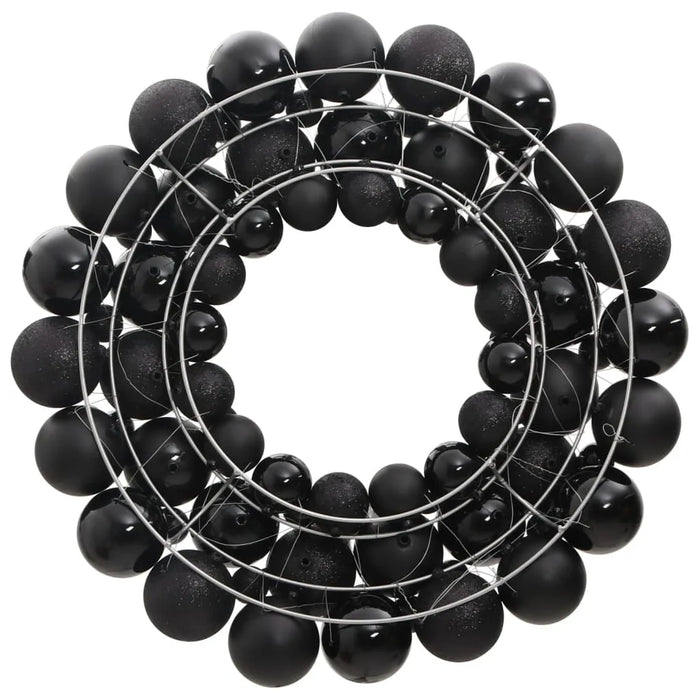 Christmas Wreath in Black with 82 Christmas Balls 45cm - Little and Giant Explorers vidaXL