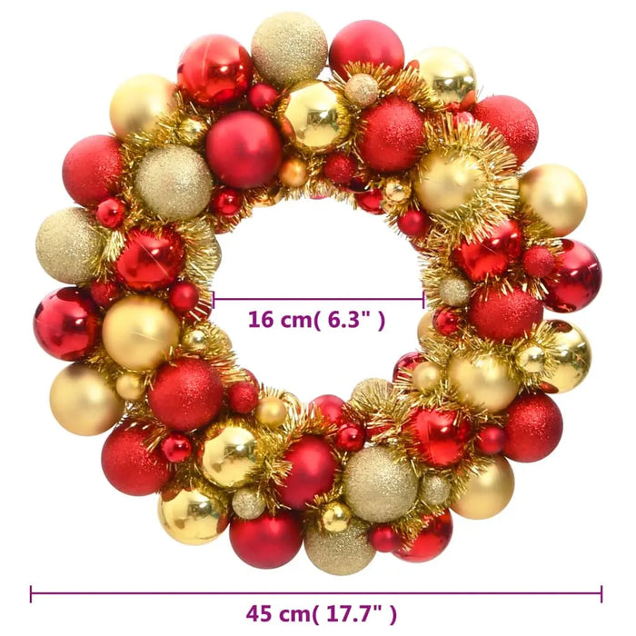 Christmas Wreath in Red and Gold 45cm - Little and Giant Explorers vidaXL