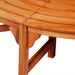Close-up of circular wooden tree bench made from eucalyptus hardwood with oil finish