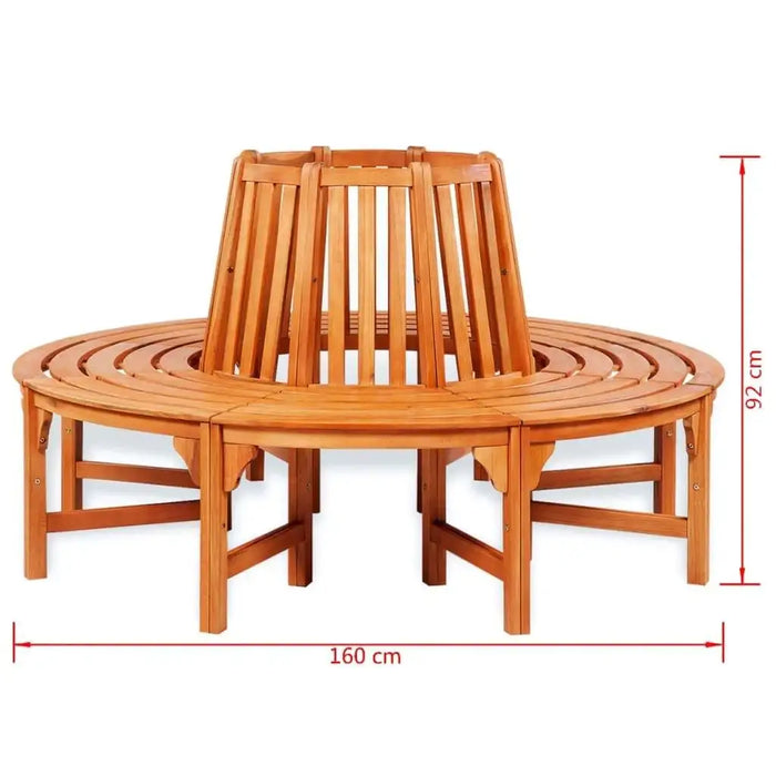 160cm circular eucalyptus wooden tree bench with backrest, outdoor garden furniture