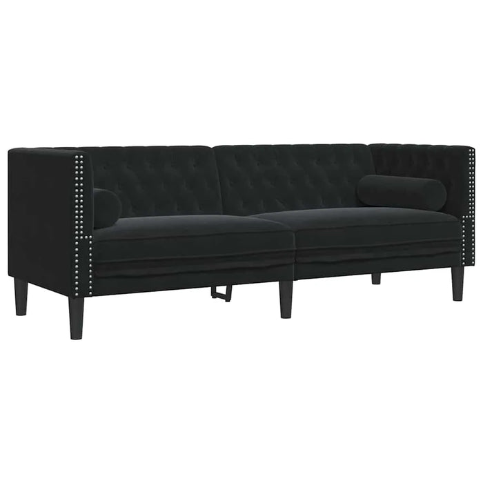 Classic 3-Seater Sofa – Black Velvet | Traditional Velvet Couch - Tapered Legs VIDAXL - Little and Giant Explorers