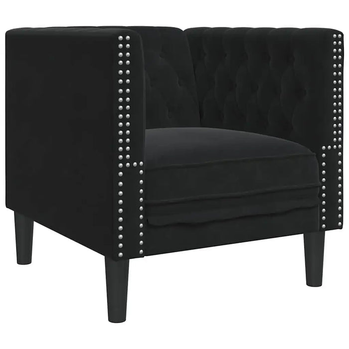 Classic 3-Seater Sofa – Black Velvet | Traditional Velvet Couch - Tapered Legs VIDAXL - Little and Giant Explorers