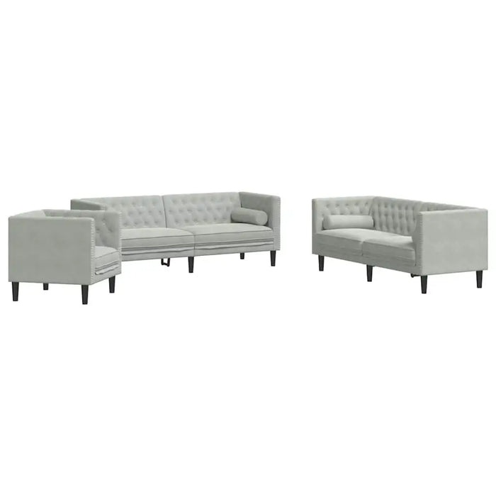 Classic 3-Seater Sofa – Light Grey Velvet | Traditional Velvet Couch - Tapered Legs VIDAXL - Little and Giant Explorers