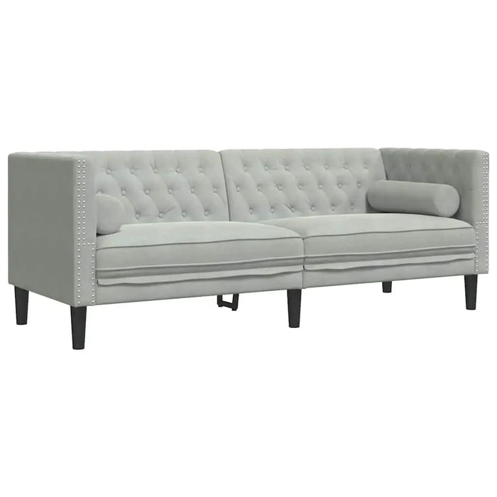 Classic 3-Seater Sofa – Light Grey Velvet | Traditional Velvet Couch - Tapered Legs VIDAXL - Little and Giant Explorers