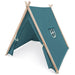 Classic blue kids play tent with wooden poles and wipe-clean polyester canvas