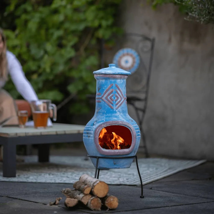 Clay Fireplace 'Colima' in Sea Blue and Red - Little and Giant Explorers RedFire