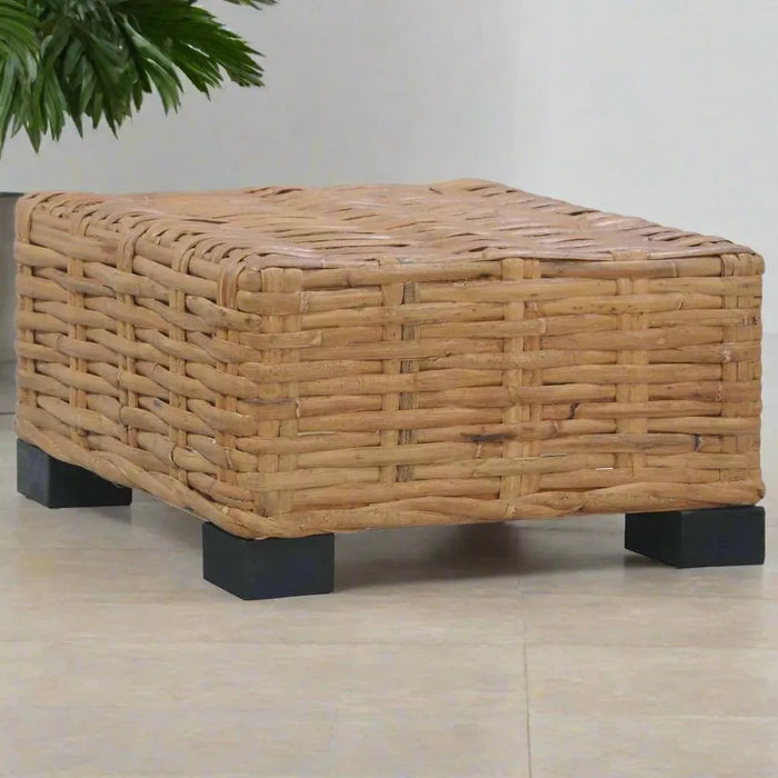 Coffee Table in Natural Rattan (47 x 47 x 28cm) - Little and Giant Explorers vidaXL