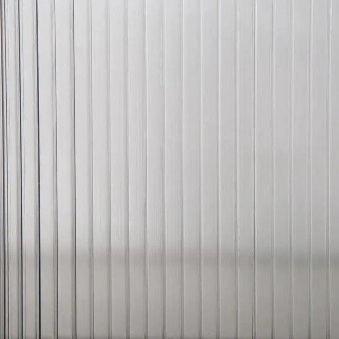 Clear polycarbonate greenhouse panel with vertical ridges