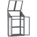3-tier grey wooden mini greenhouse with open doors and top lid, cold frame design