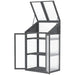 Grey 3-tier wooden mini cold frame greenhouse with open lid and doors