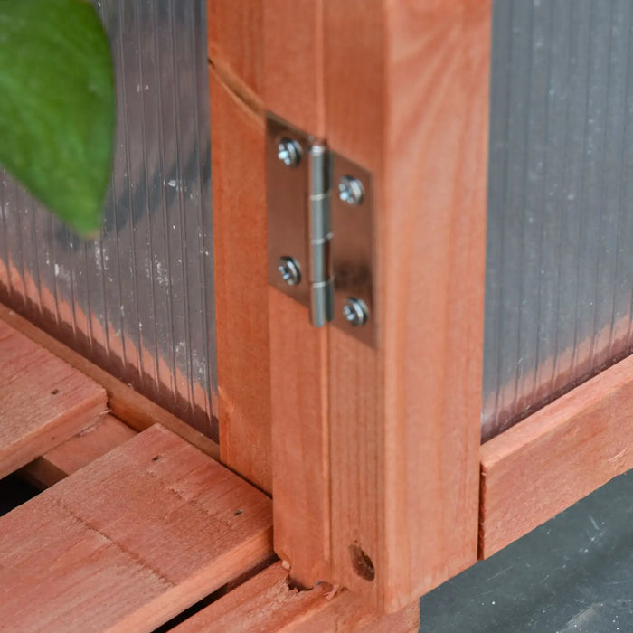 Wooden Cold Frame Polycarbonate Greenhouse with Adjustable Shelves - Little and Giant Explorers Outsunny