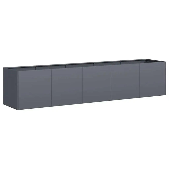 Anthracite cold rolled steel raised garden bed planter with open bottom, 200x40x40cm