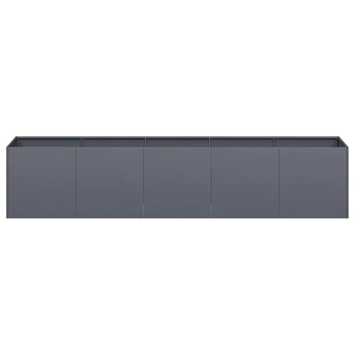 Anthracite cold rolled steel raised garden bed planter box 200x40x40cm with open bottom