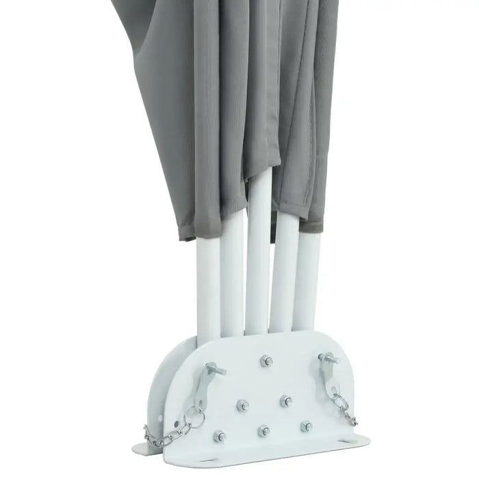 Grey collapsible side awning base with metal frame for balcony or garden privacy screen