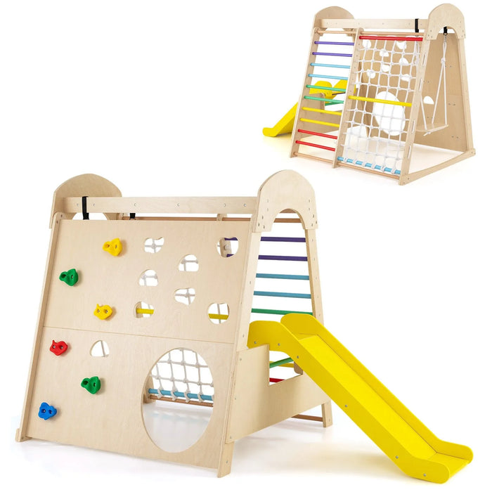 Colourful 8-in-1 Wooden Indoor Playground - Little and Giant Explorers Costway