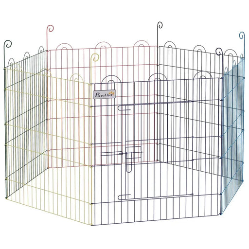 Colourful Pet Playpen Crate with Six Panels - Little and Giant Explorers PawHut