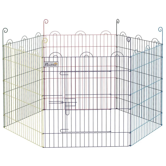 Colourful Pet Playpen Crate with Six Panels - Little and Giant Explorers PawHut