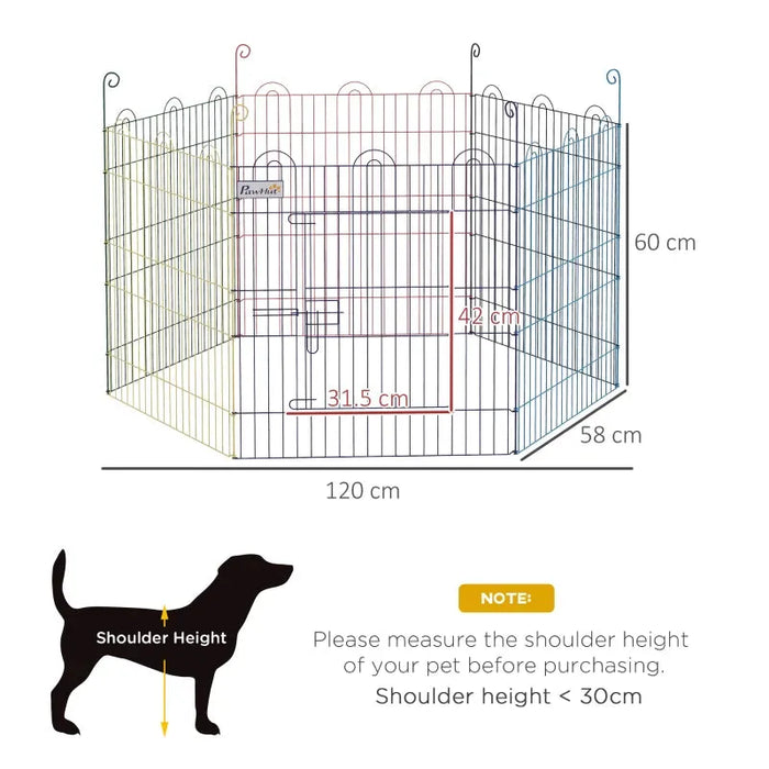 Colourful Pet Playpen Crate with Six Panels - Little and Giant Explorers PawHut