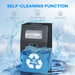 Ice maker with self-cleaning function features on a blue background