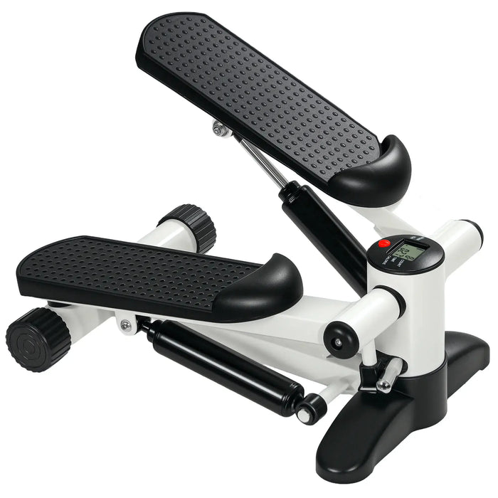 Compact Step Machine Exerciser with LCD Monitor in White - Little and Giant Explorers SPORTNOW