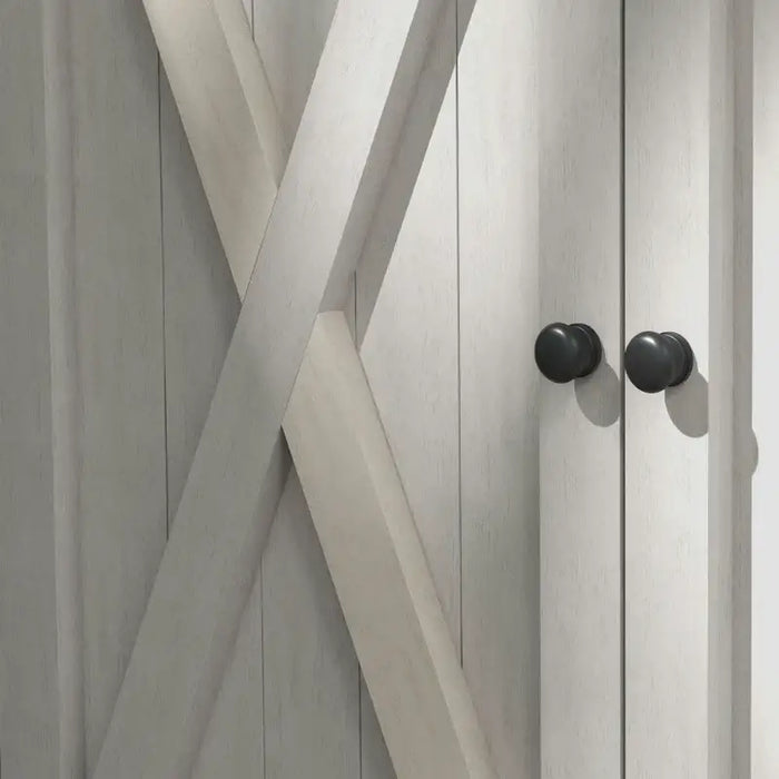 Compact Wooden Garden Storage Shed – Light Grey | Fir Wood - Two Shelves OUTSUNNY - Little and Giant Explorers Outsunny