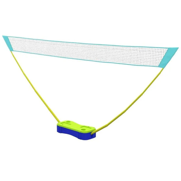 Portable badminton and volleyball net set with blue and green base