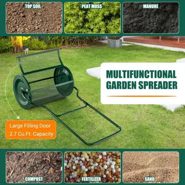 Composter Spreader Green | Professional Garden Tool with U-Shaped Handle - Little and Giant Explorers Costway