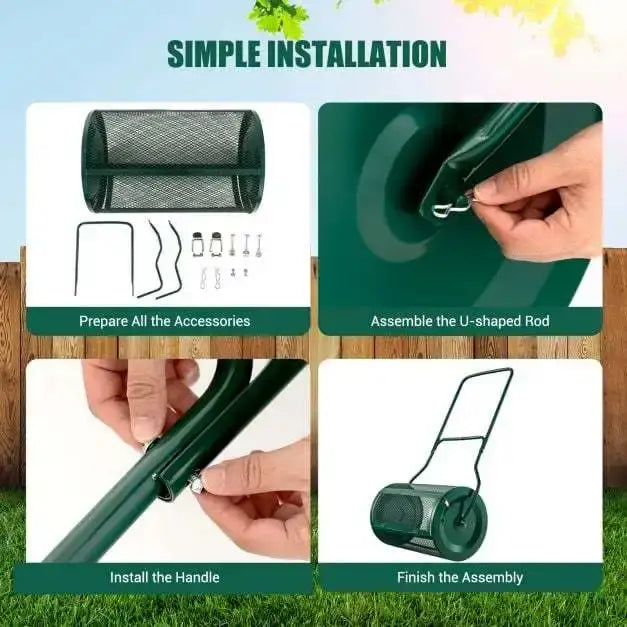 Composter Spreader Green | Professional Garden Tool with U-Shaped Handle - Little and Giant Explorers Costway